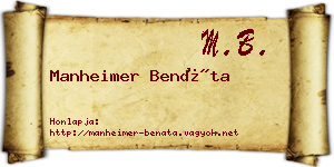 Manheimer Benáta névjegykártya
